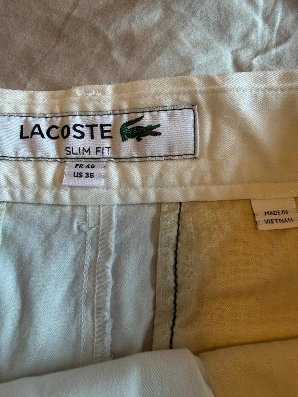 Lacoste Shorts White Slim Fit US 36 Cotton